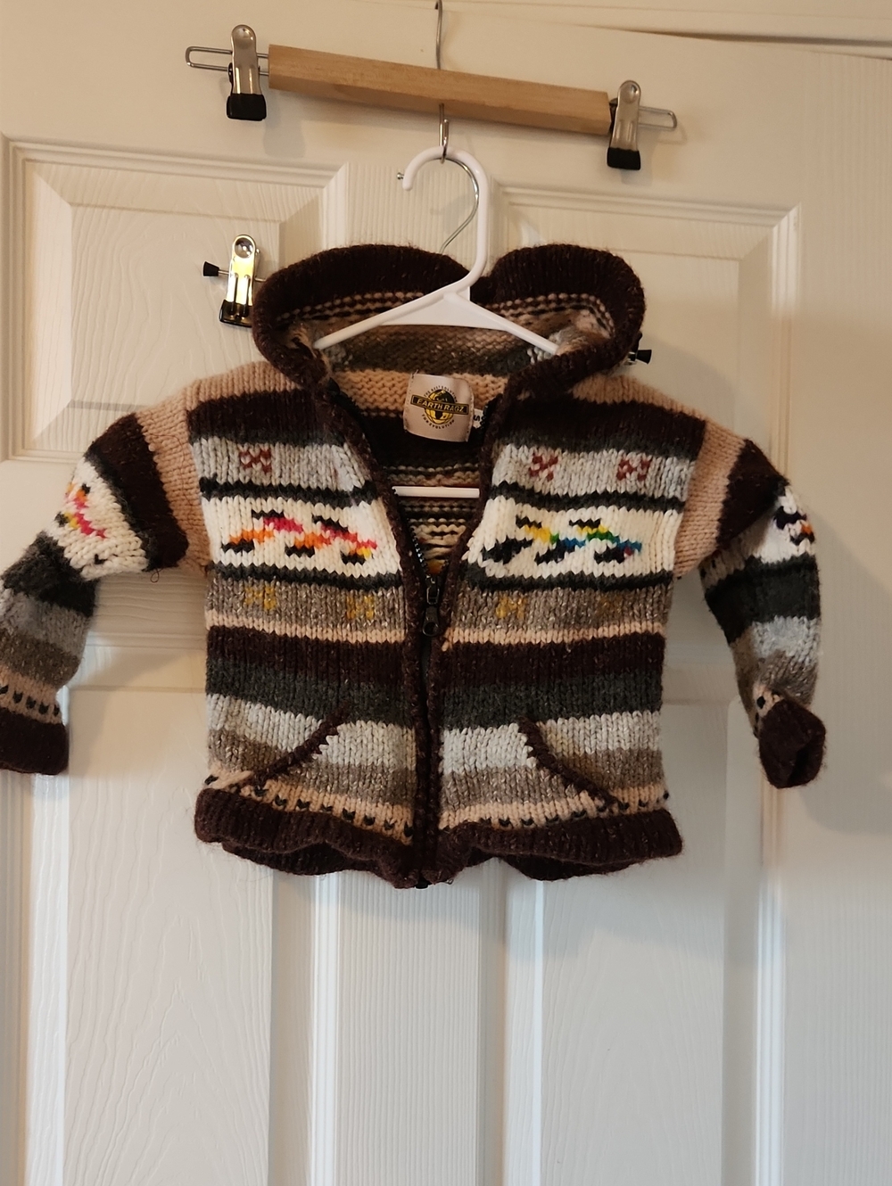 Earth Ragz Knit Cardigan Sweater - Brown Multi Sz S ( Infants)